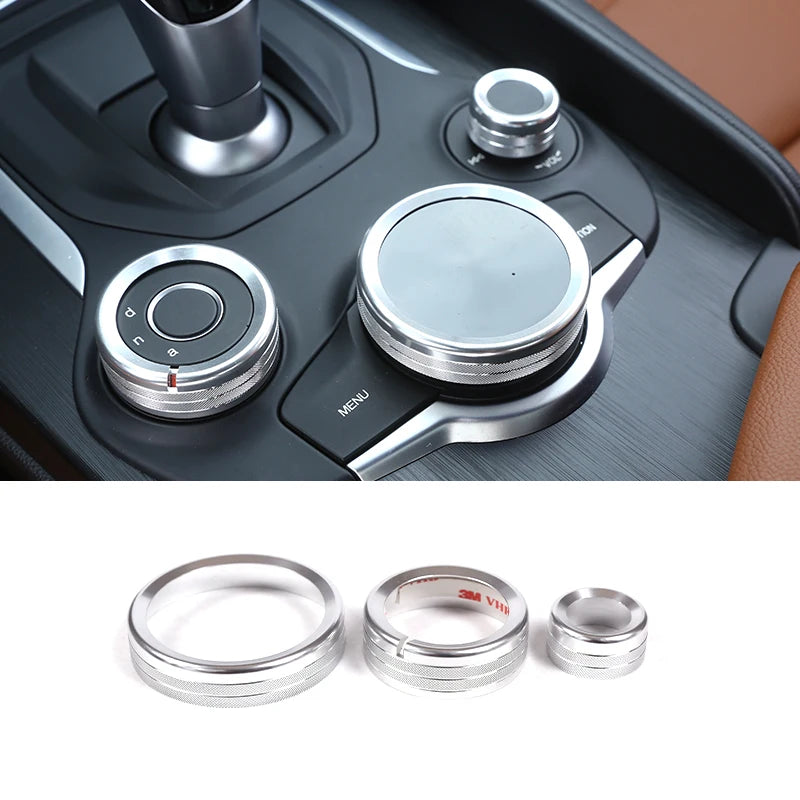 For Alfa Romeo Giulia Stelvio 2017-2020Car Center Console Multimedia Knob Switch Ring Decoration Cover Trim Interior Accessories
