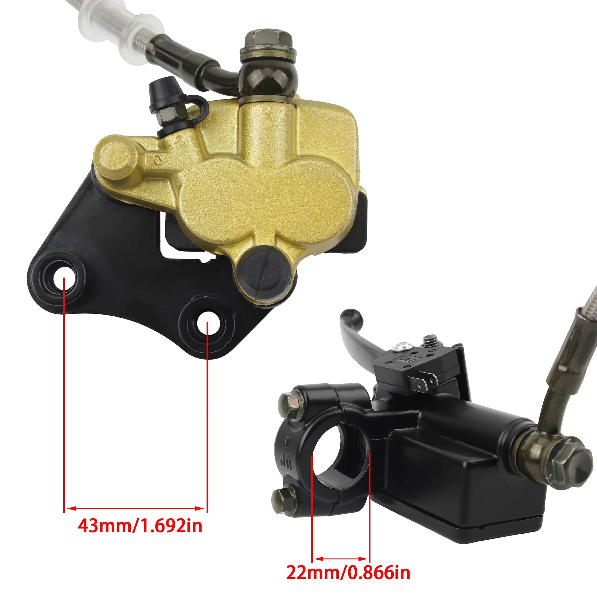 Motorcycle Front Disc Hydraulic Brake Kit for 110cc 125cc 140cc BBR TTR Pit Bike Motocross Scooter Pitbike Brake System Modified