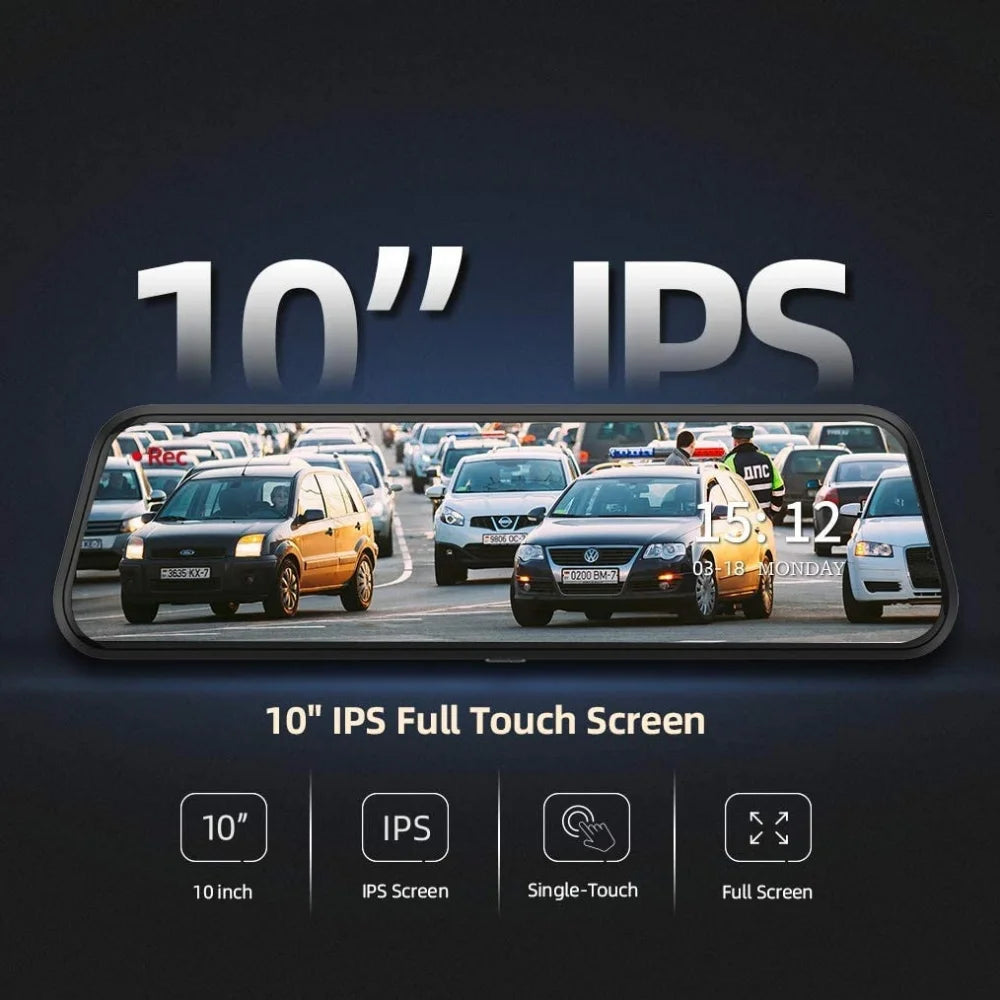 10Inch Dash Cam 4K Camera for Car Dashcam GPS WiFi 24h Parking Monitor Night Vision Dvr Front and Rear Video Registrator