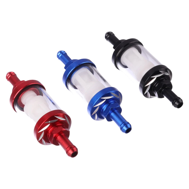 Filter 8mm CNC Aluminum Alloy Glass Gas Fuel Gasoline Oil Filter For Motocross Dirt Pit Bike ATV Buggy Quad Motorcycle Parts