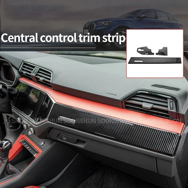 Car Interior for Audi Q3 F3 2019 2020 2021 2022 2023 Carbon Fiber Pattern Center Console Panel Decoration Accessories