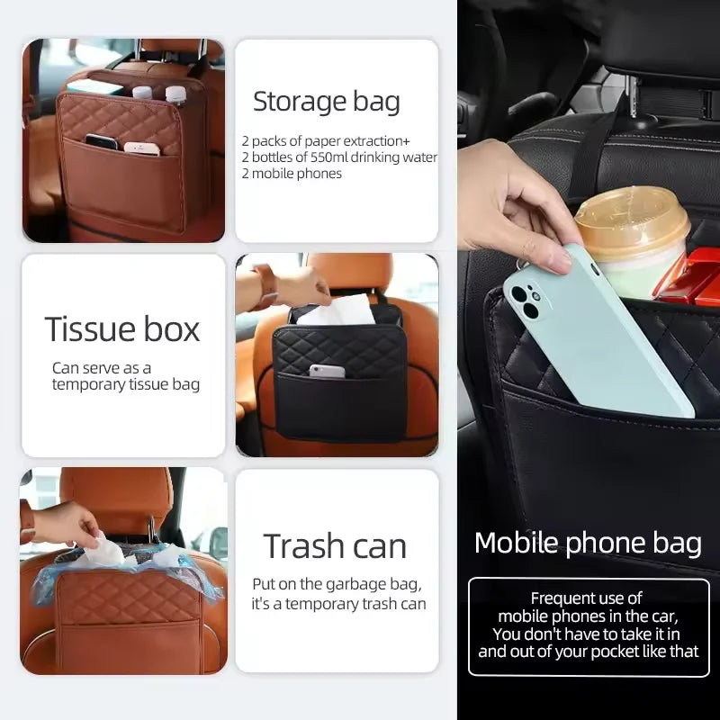 Large Capacity Waterproof Car Back Seat Organizer with Strong Storage Fits Most Vehicles Ideal for Road Trips and Family Travel
