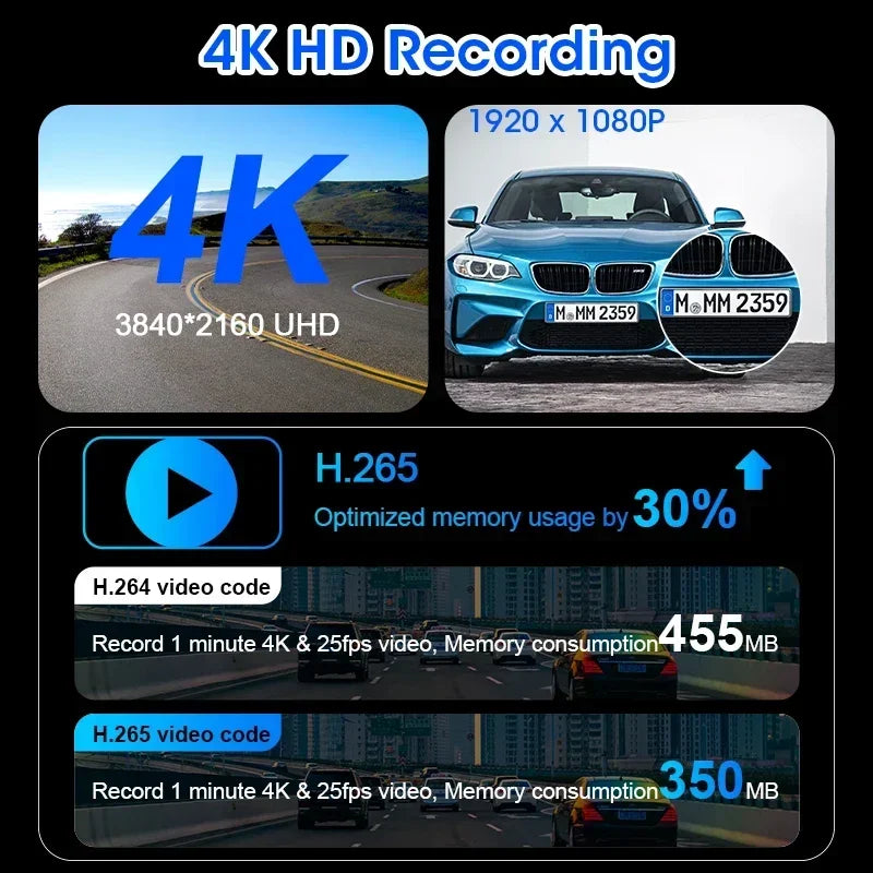 11.26 inch Dash Cam Car Monitor 4K Camera Wireless Carplay & Android Auto GPS Navigation Bluetooth5.0 Dashboard Car DVR FM  AUX
