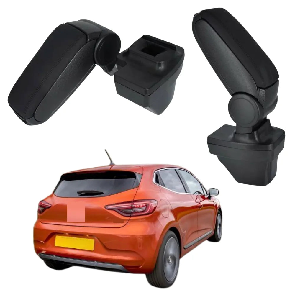 For Renault Clio V MK5 2019-2023 Center Console Armrest Storage Box Black Leatherette / Fabric Car Interior Accessories