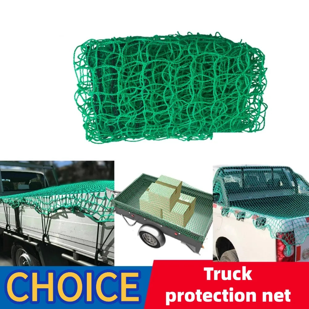 Universal Green Truck Cargo Net Polyethylene Roof Trailer Mesh Cover Professional Luggage Secure System Heavy Duty Extendable