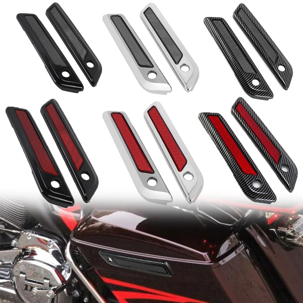 Motorcycle Accessories Hard Saddlebag Latch Cover Reflectors ABS For Harley Touring Road King Road Glide Street Glide 2014-up