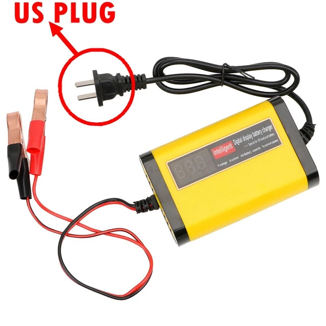 Car Battery Charger 12V 2A LCD Display For Automotive Truck Motorcycle Lead Acid Battery