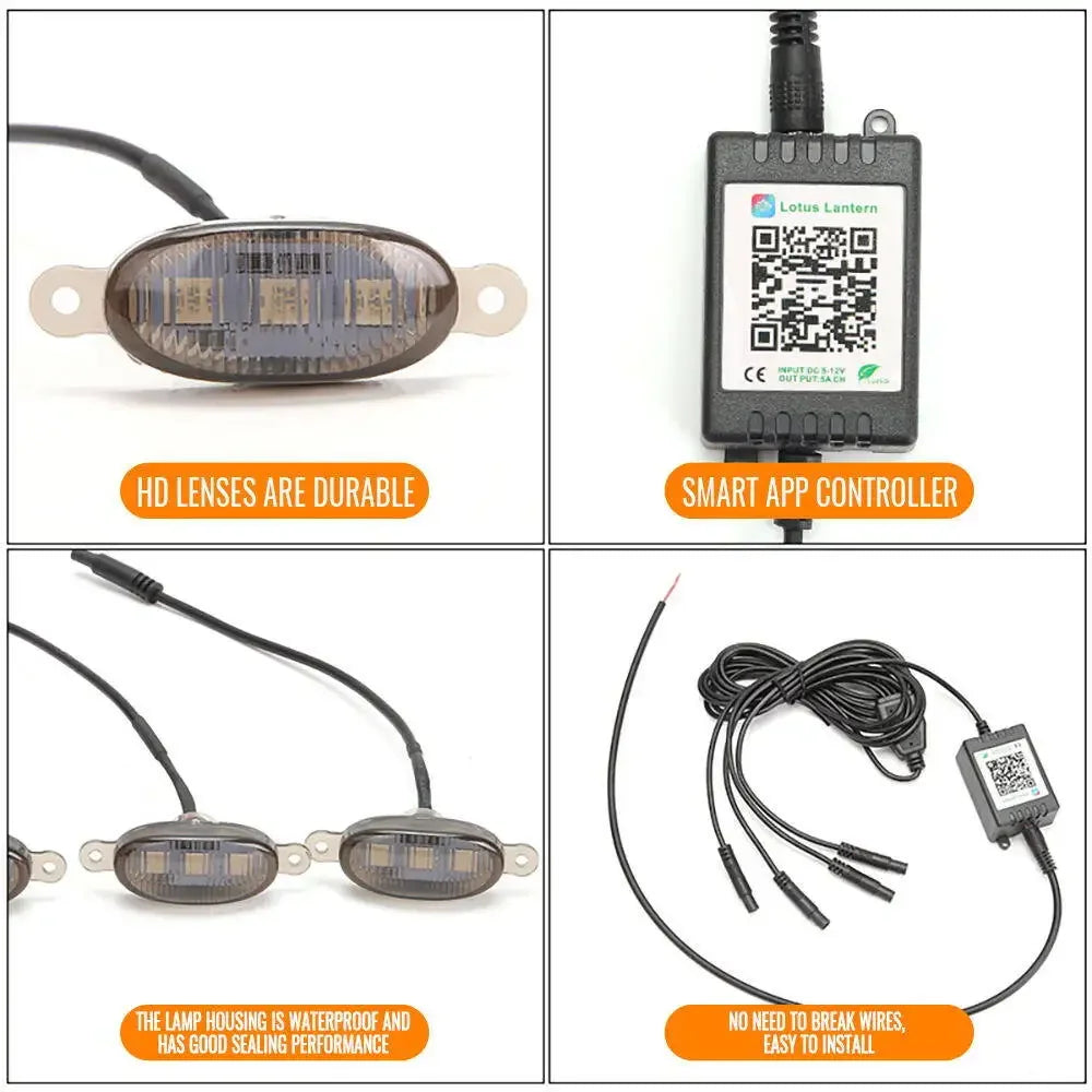 Led Car Front Grille Lighting Universal Daytime Running Light RGB APP Control Central Grid Warning Light Exterior Accessories