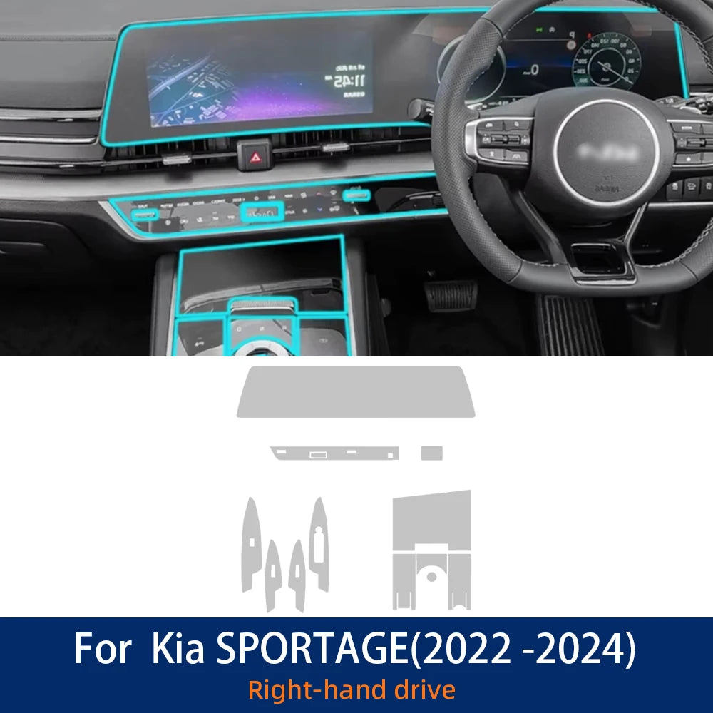 For Kia SPORTAGE 2024 2023 2022 Accessories Car interior film transparent TPU Gear Panel Center Console Anti-scratch Sticker