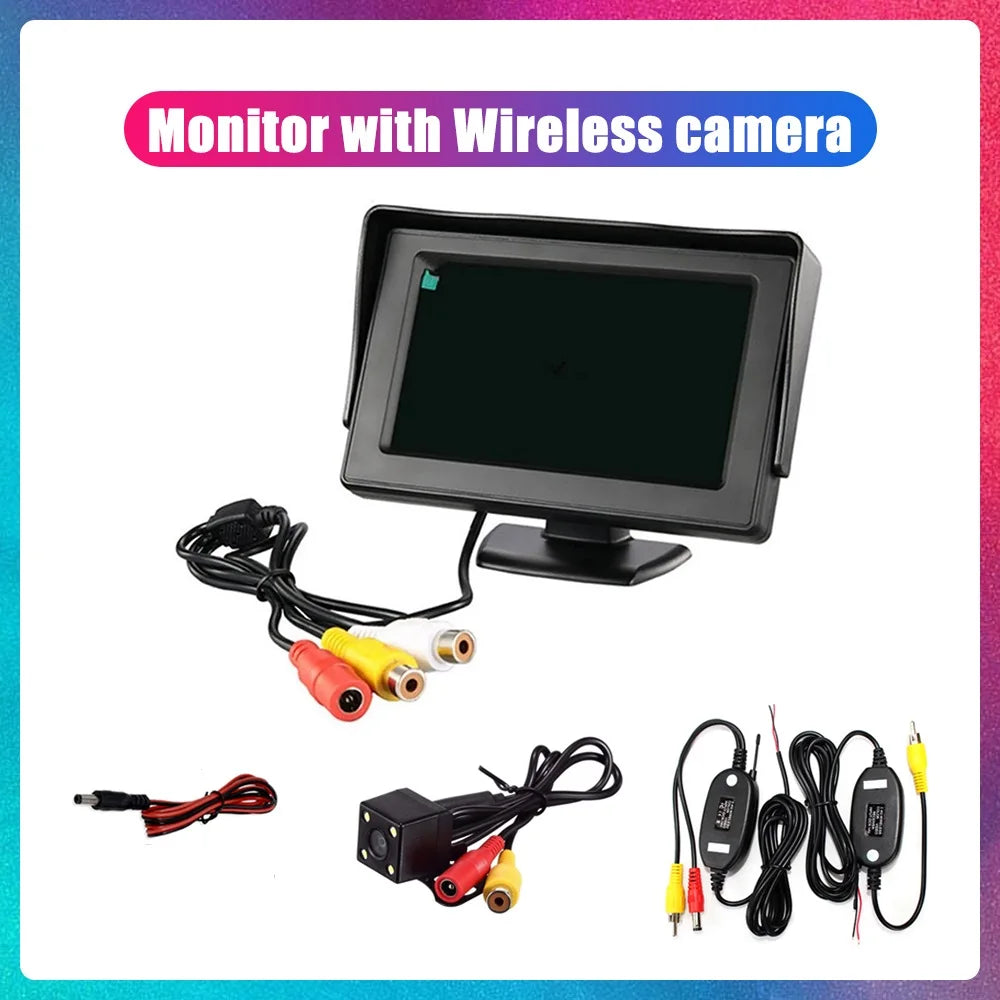 Wireless Car Styling 4.3 inch TFT LCD Screen Car Monitor Display for Rearview Reverse Backup Camera Car TV Display