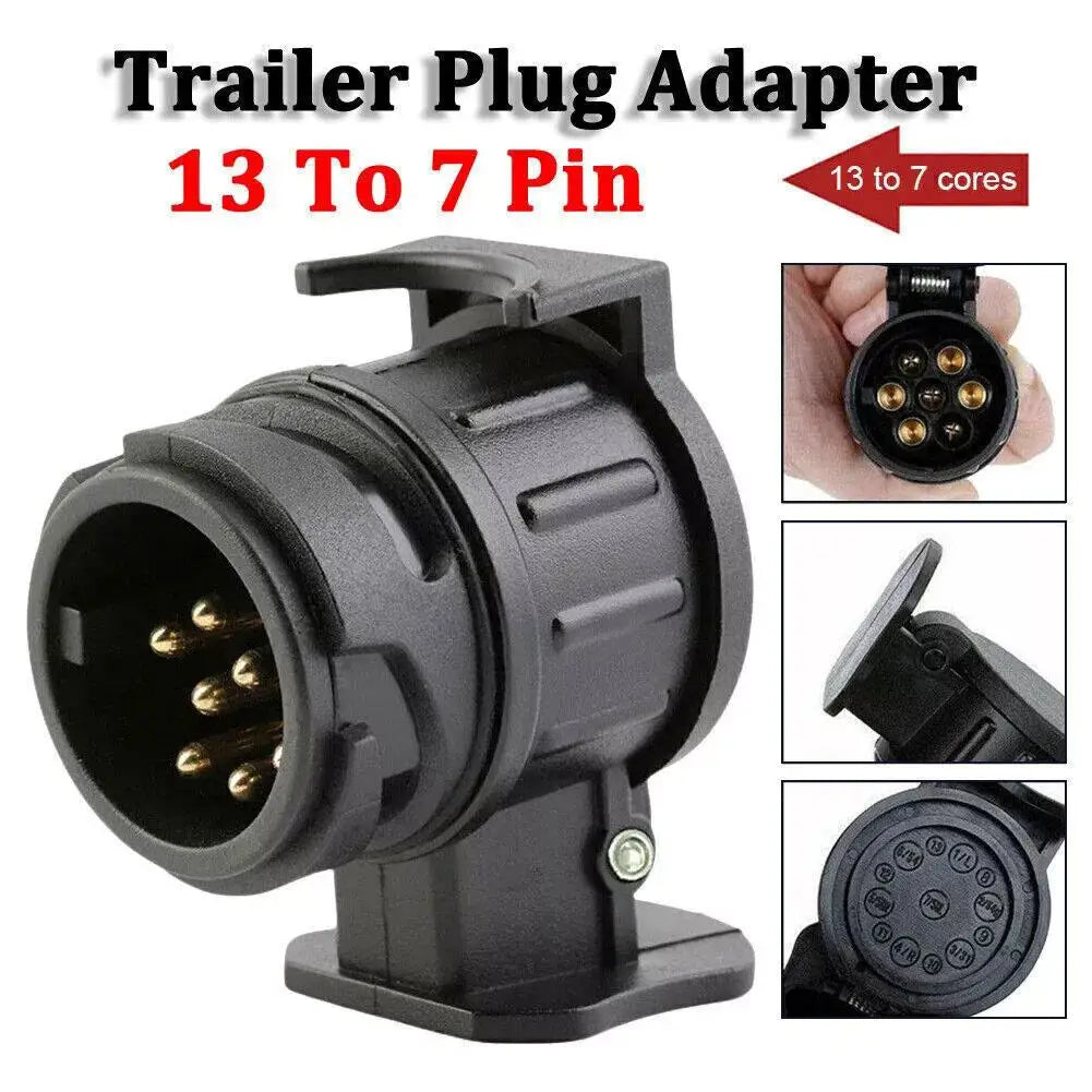 13 To 7 Pin Trailer Truck Electric Towing Converter Tow Bar Plug Adaptor Socket Car Accessories