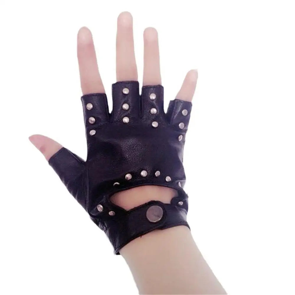 Motorcycle Accessories Driving Motor Rivet Punk Glove Gloves Fingerless Leather Mittens