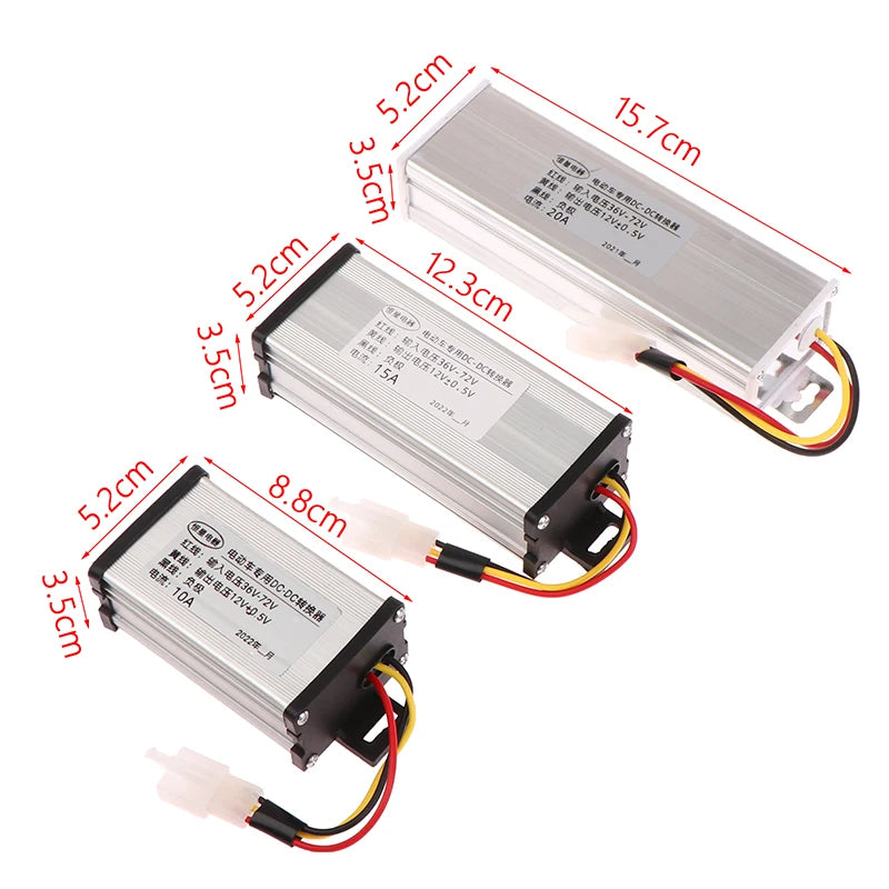 Electric Vehicle DC Converter 36/48/60/72V to 12V 10A 15A 20A 180W Power Transformer for EVs