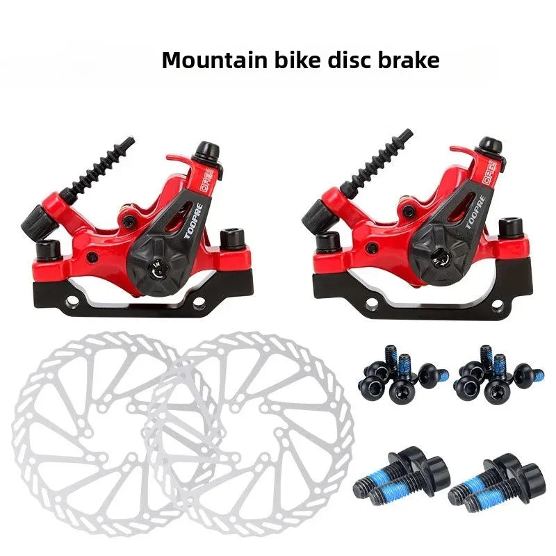 Frenos de disco de doble accionamiento TOOPRE MTB de doble pistón rojo/negro para sistema DA6S, aluminio fundido a presión, frenado instantáneo, pastillas resistentes al desgaste