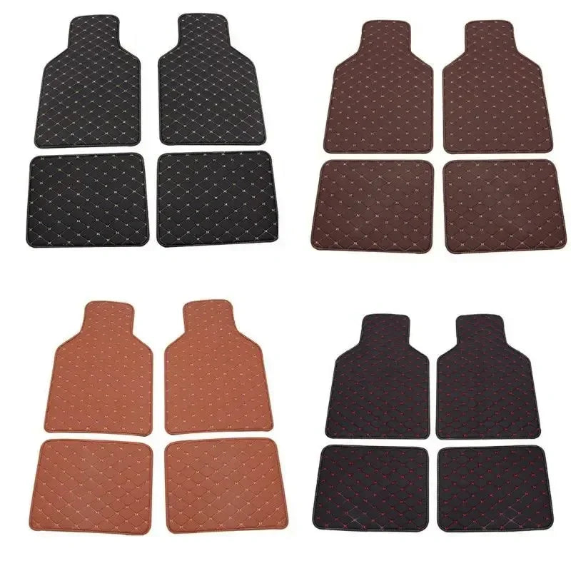 Car Floor Mats Universal 4 Pcs PU Leather Floor Mats Liners Non-Slip For Cars Truck SUV Front Rear Mats Foot Pad Car Accessories