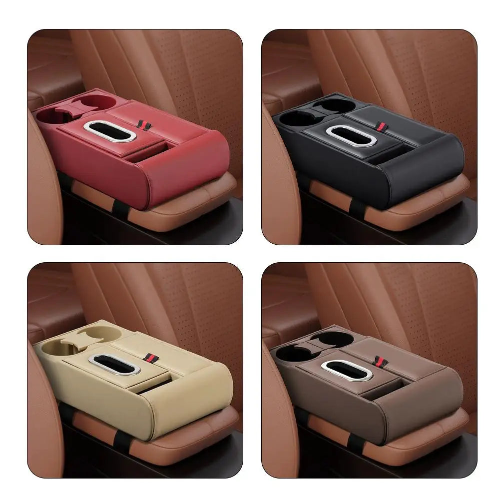 Car Armrest Box Organizer Luxury Storage Tray with Cup Holder Tissue Box Multifunction Center Console Accessories Auto Interior