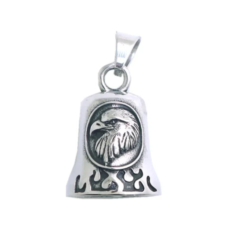 Retro Punk Domineering Skull Bell Pendant Necklace Suitable for Men Cycling Motorcycle Accessories Gift