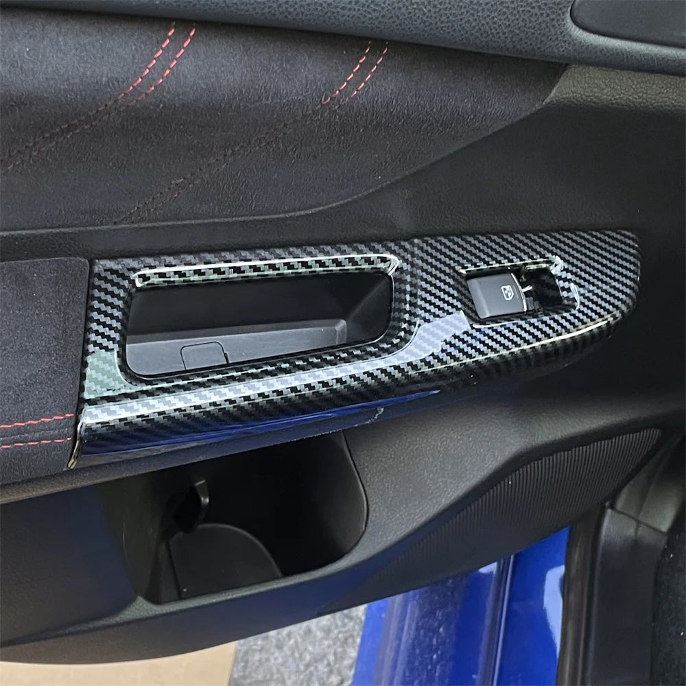 for Subaru WRX STI 2015-2020 RHD! Car Interior Accessories Door Armrest Window Switch Lift Cover Trim ABS Cabon Fiber Black 4pcs