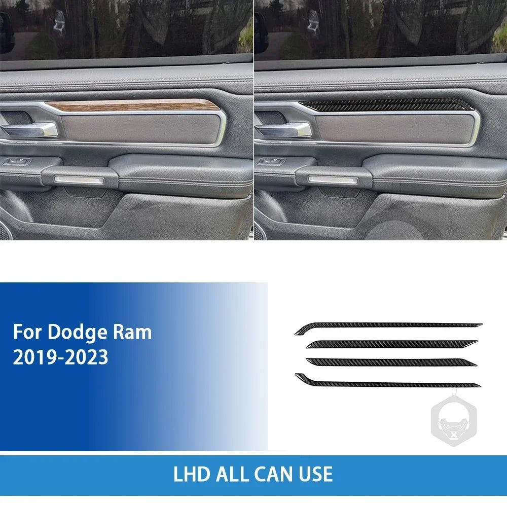 For Dodge Ram 2019 2020 2021 2022 2023 Accessories Carbon Fiber Car Interior Grar Handle Air Outlet Trim Sticker Decoration