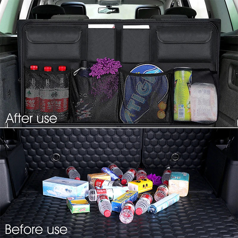 Car Trunk Organizer Backseat Hanging Multi-Pocket Car Organizer With 8 Pockets Oxford Waterproof Car Trunk Storage Bag Organizer