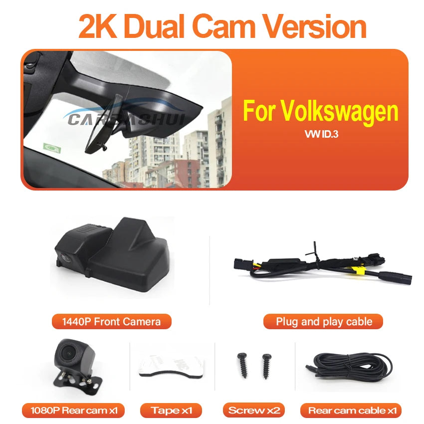 Plug and play Dash Cam 4K 2160P Car Accessories for Volkswagen VW ID.3 ID3 2025 2024 2023 2022 2021 2020 Dashcam for Cupra Born