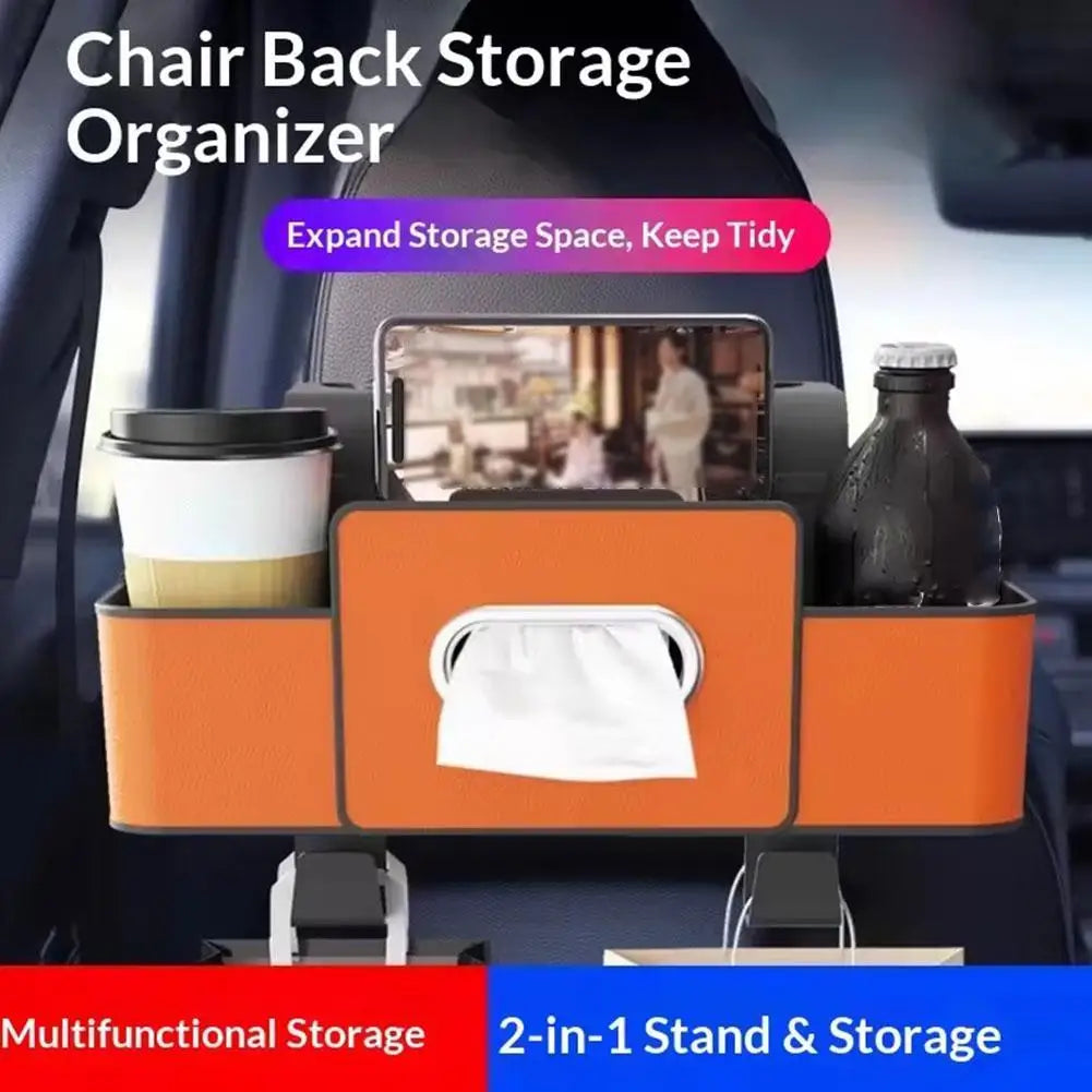 Car Backseat Organizer Storage Box 3 In 1 with Hook Auto Interior Decoration Drink Cup Tissue Phone Holder Travel Accessories ﻿