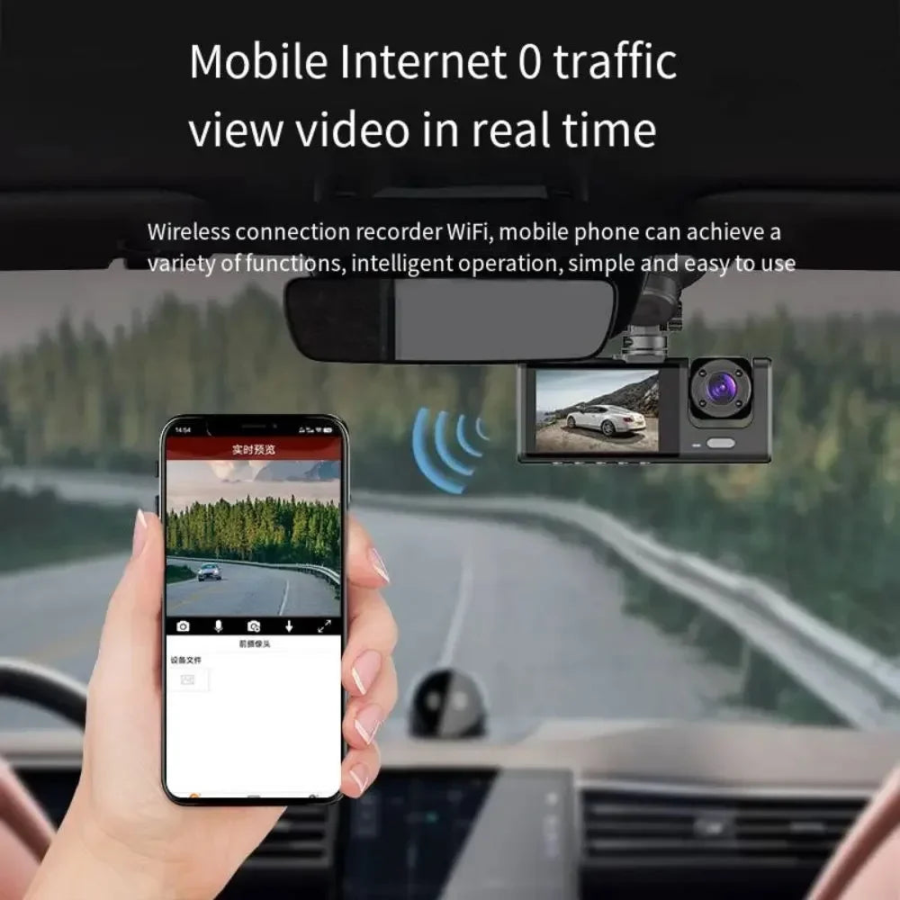3 Lens Car DVR Camera HD 1080P Inside Vehicle Dash Cam Three Way Front and Rear DVRs Recorder Video Registrator Dash Camcorder