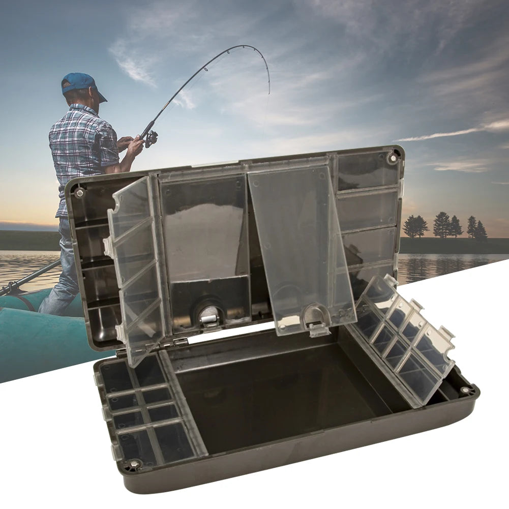 Carp Fishing Organizer Box Portable Fishing Tackle Storage Organizer 27 Grid Magnetic Compartments Fishing Gear Accessories