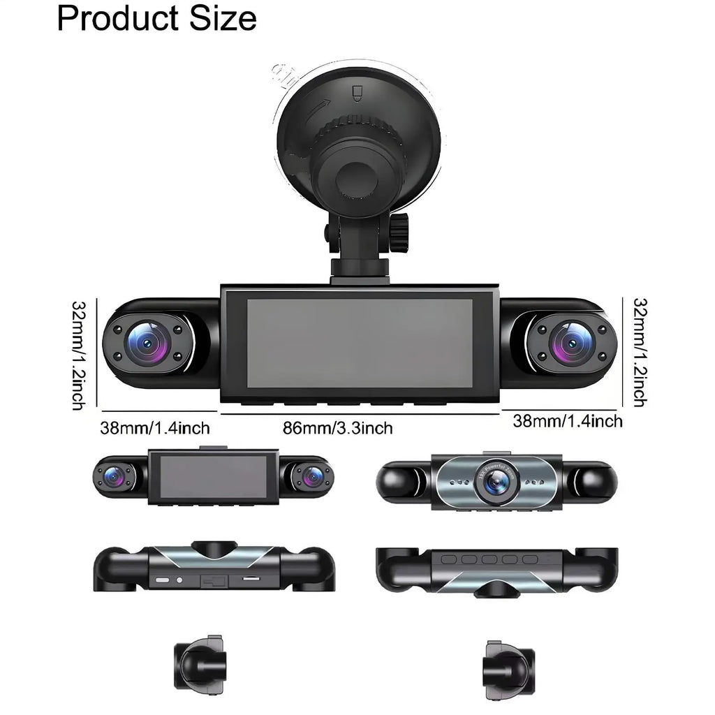 4 Channel Battery Powered Dash Cam 1080P Monitor Dashboard Camera With 32G Card Rear Reversing Image For Left Right Front Blind