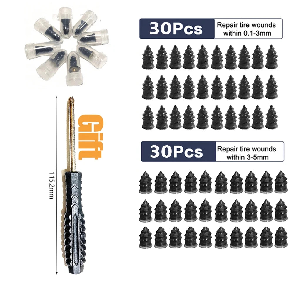 Car Motorcycle Vacuum Tyre Repair Nails Truck Scooter Bike Tire Puncture Repair Tubeless Tools Rubber Metal Accessories 10/30Pcs