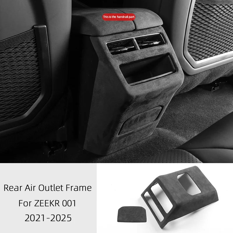 For ZEEKR 001 2021 2022 2023, A lcantara Car Interior Overlay Accessories Car Gear Shift Panel Armrest Lid Rear Air Outlet Frame