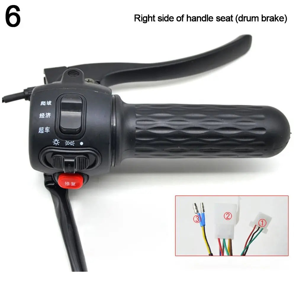 Black Electric Vehicle Parts Drum Disc Handle Combination Switch Rotary Handle Handle Seat Integrated Switch Button
