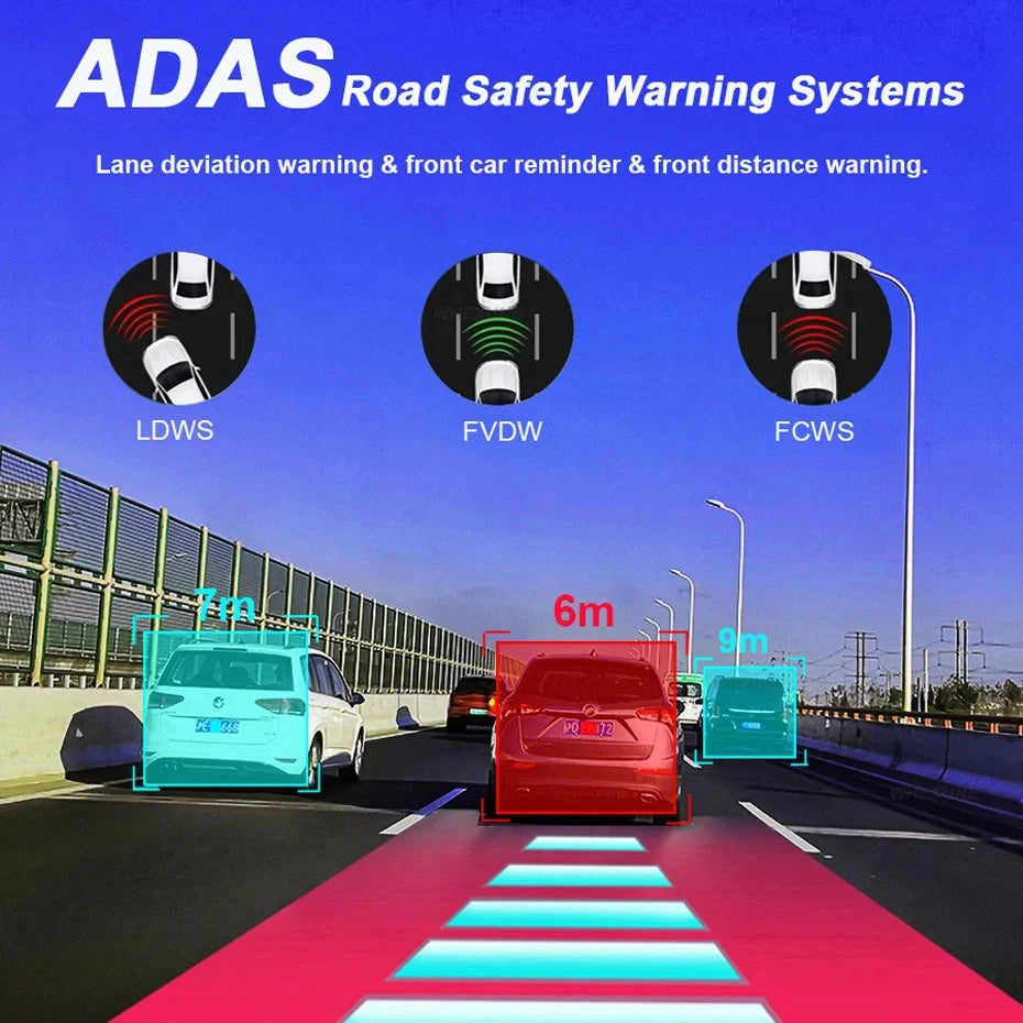 4K Dash Cam 4-Channel Record 1080P ADAS BSD Car DVR WIFI APP Rear View Mirror Auto Video Recorder Camera Ultra HD 24H Parking