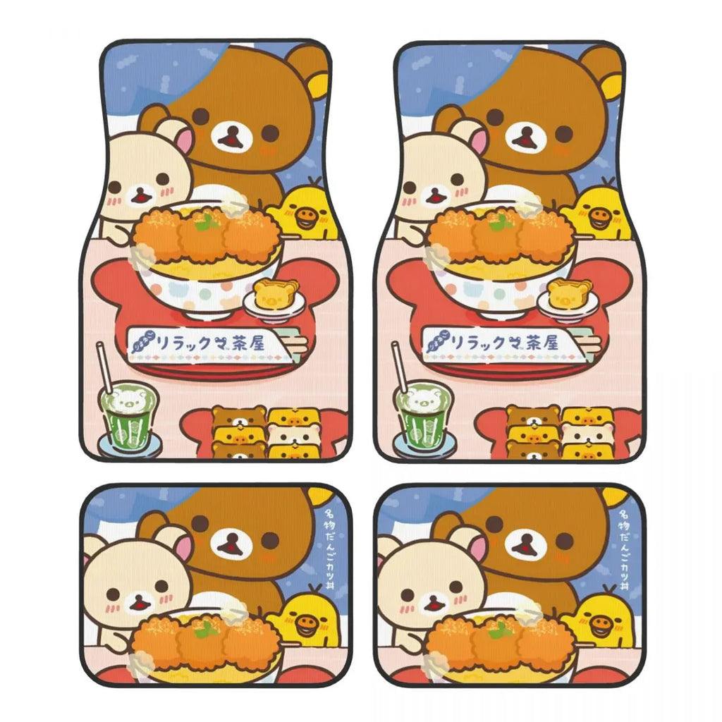 Rilakkuma Car Floor Mats Carpet Set of 4 Anti-Slip Universal Automotive Floor Mat Fit for Mid Trucks