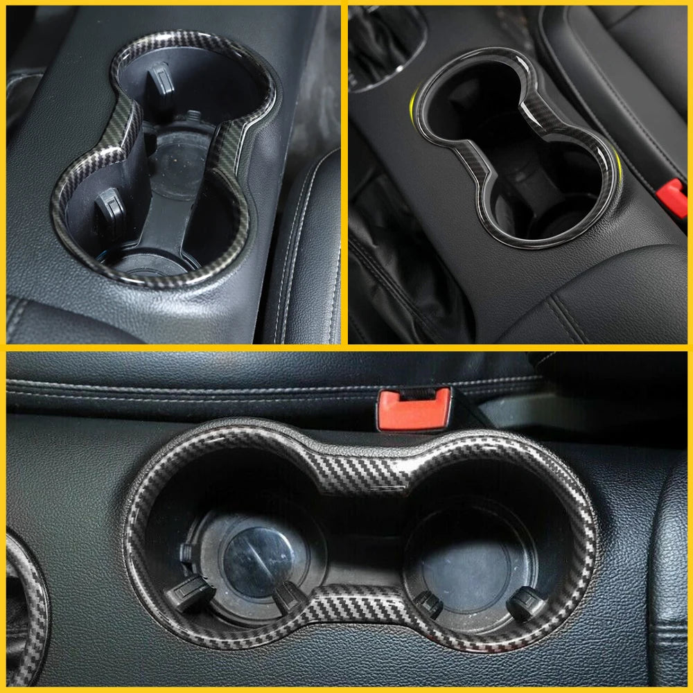 For Ford Mustang 2015 2016 2017 2018 2019 2020 2021 2022 Car Interior Water Cup Holder Cover Decoration Accessories Carbon Fiber