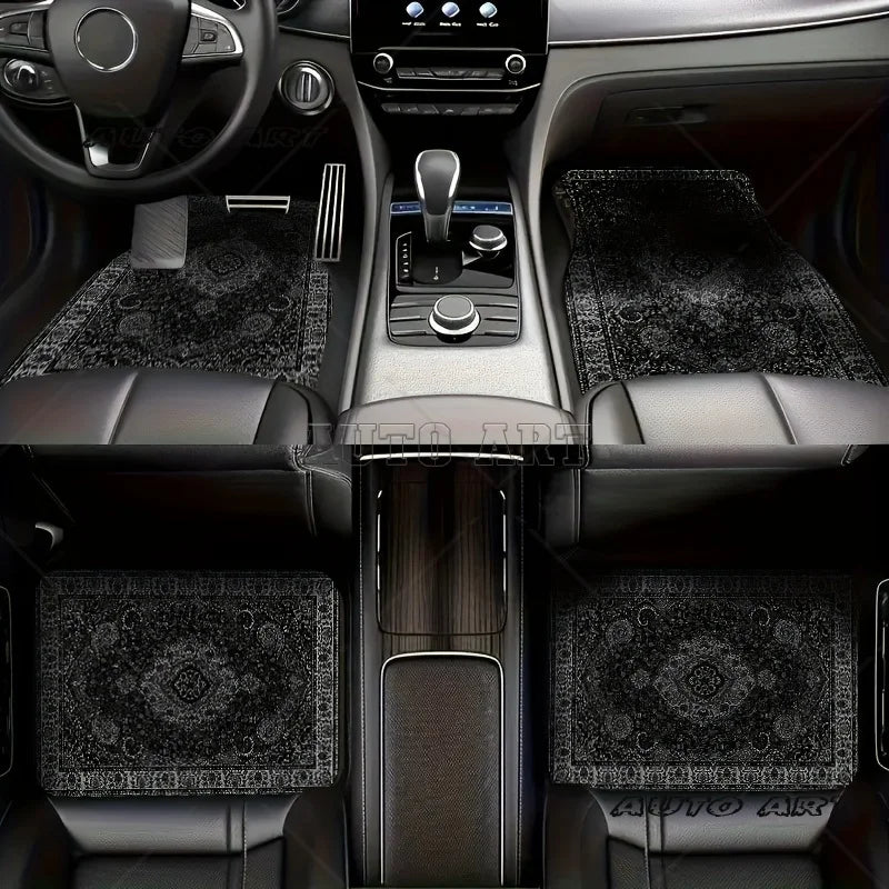 4pcs Moroccan Universal Vintage Car Floor Mats Front And Rear Seat Protection for All Vehicles Four Seasons Universal Car Carpet