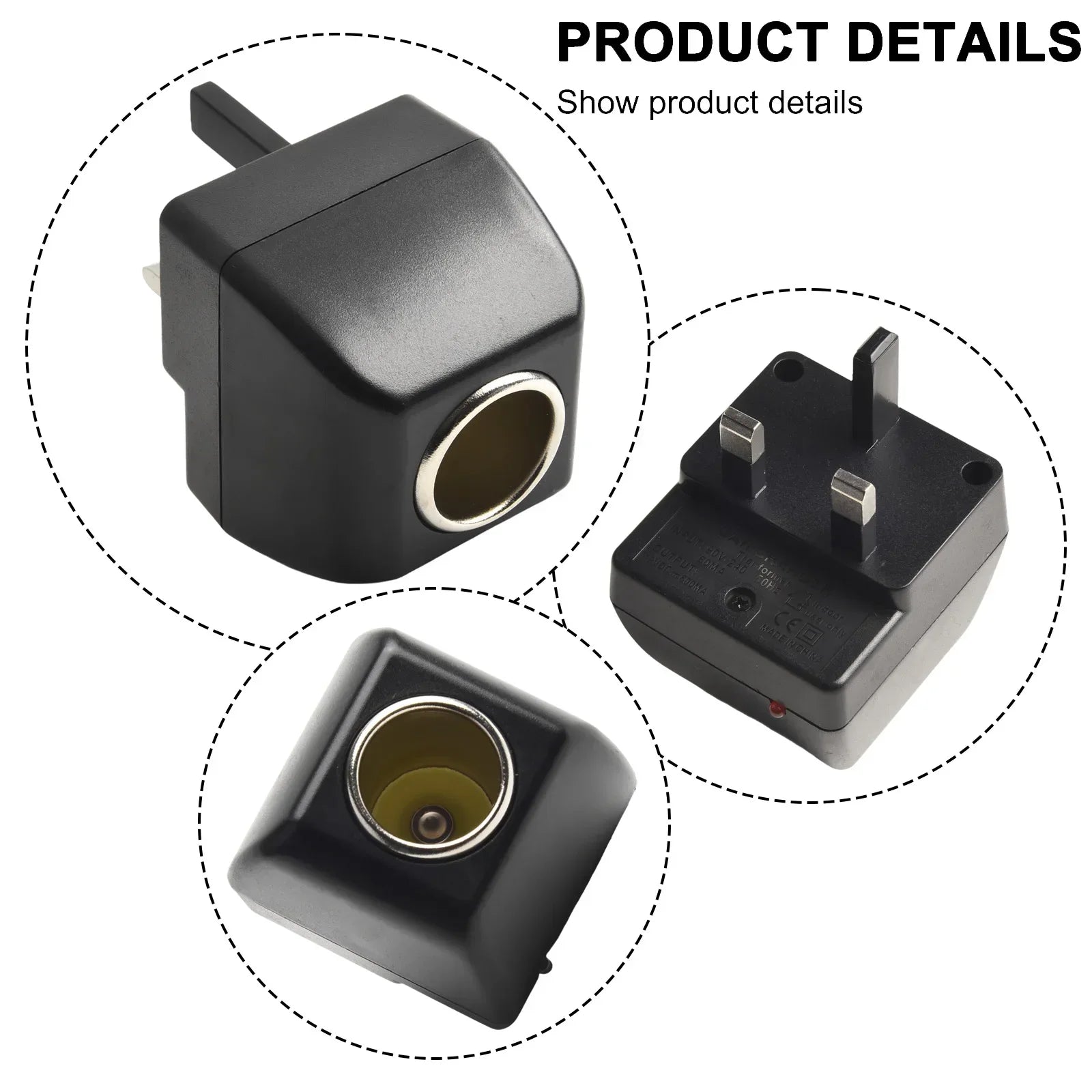 Car Charger  Socket 240V Mains Plug To 12V Car Charger Adapter Plug Home 4.5 X 4.5 X 5cm Auto Accessories Tools