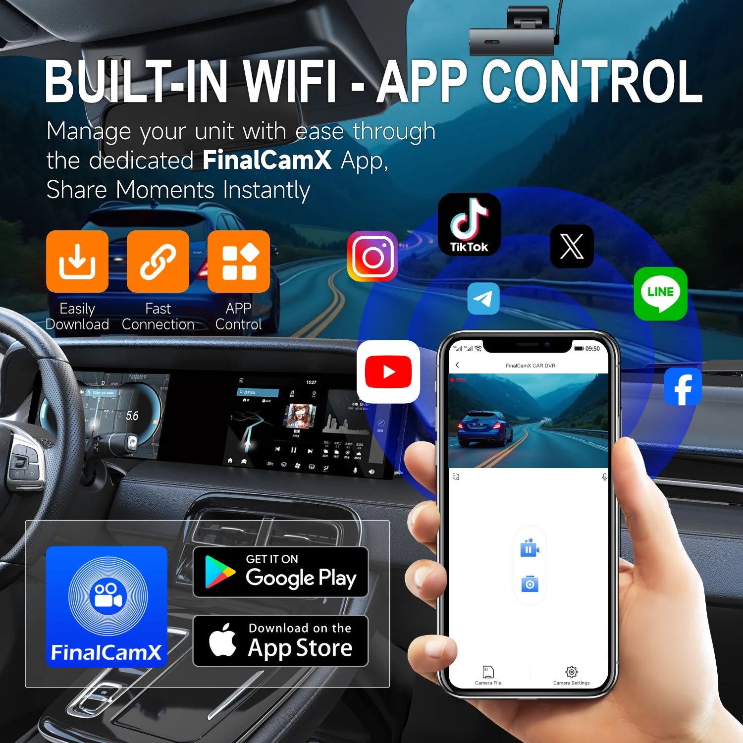 Dash Cam 4K WiFi 360 Car DVR Front and Rear Dual Recording  Car Camera DVR Night Vision Video Recorder Support GPS 24H Parking