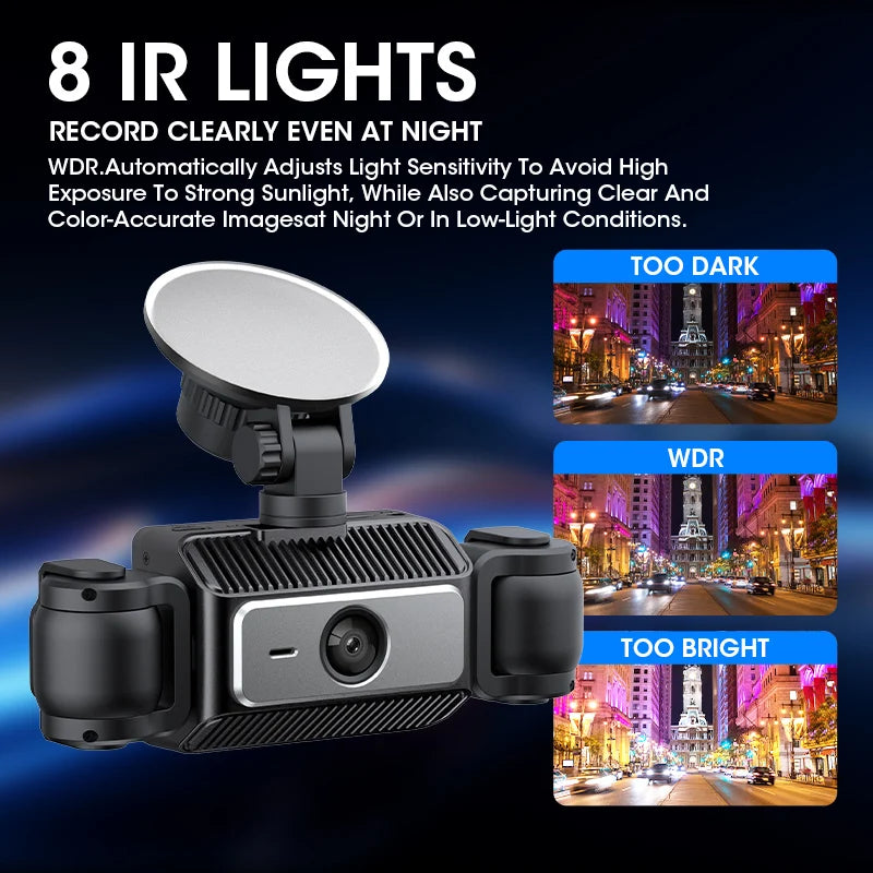 4 Channel Mini Dash Cam Car Camera 360° Front Left Right Rear View Car DVR Video Recorder G-Sensor Night Vision & Loop Recording