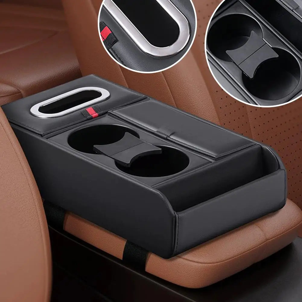 Car Armrest Box Organizer Luxury Storage Tray with Cup Holder Tissue Box Multifunction Center Console Accessories Auto Interior