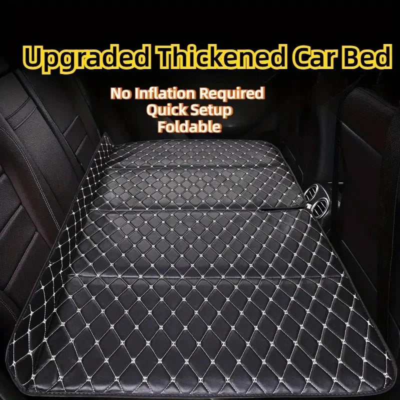 Foldable Bed for Car Backseat – Faux Leather Travel Mattress, No Need for Inflation, Perfect for Comfortable Road Trips