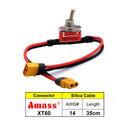 Interruptor de alta carga de corriente grande AMASS XT60 XT90 con conector en T, interruptor de encendido y apagado de 12/14 AWG para conexión de motor ESC de avión RC de bicicleta eléctrica
