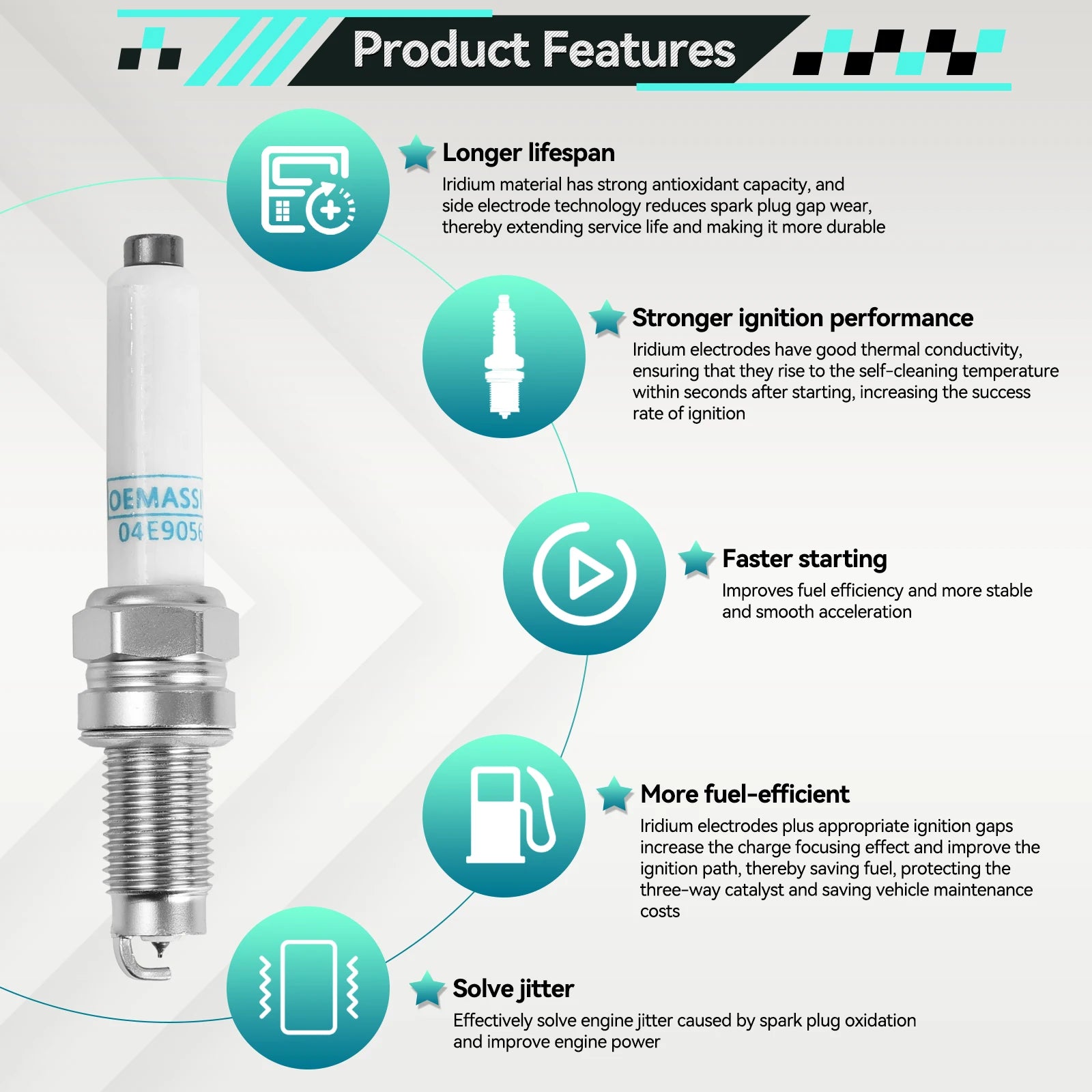 4X Iridium Spark Plugs For Audi A3 A4 A5 Seat Ibiza Leon Skoda Fabia Octavia VW Golf VI VII Jetta Passat B8 Touran 04E 905 612