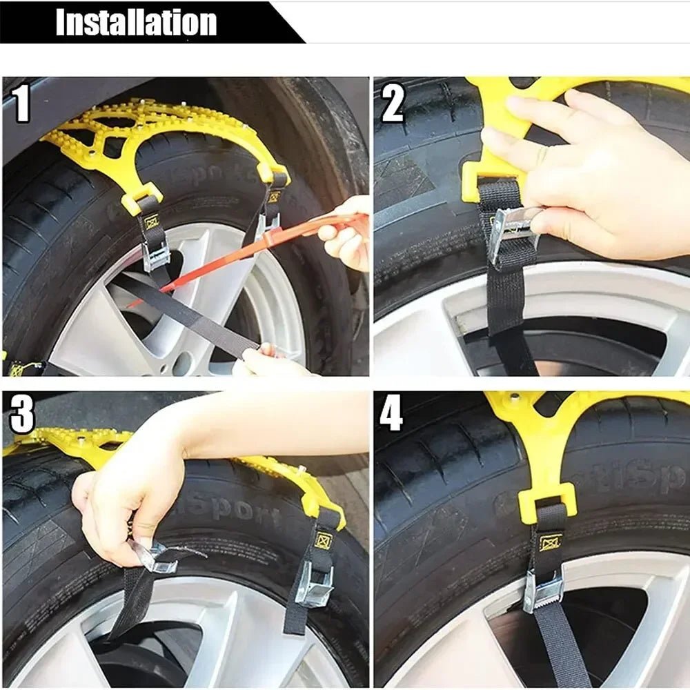 NEW 3pcs Car Snow Tire Chains Mud Tyre Wheels Thick Anti-Skid Belt For Car/SUV/Truck Portable Easy to Mount Emergency Traction
