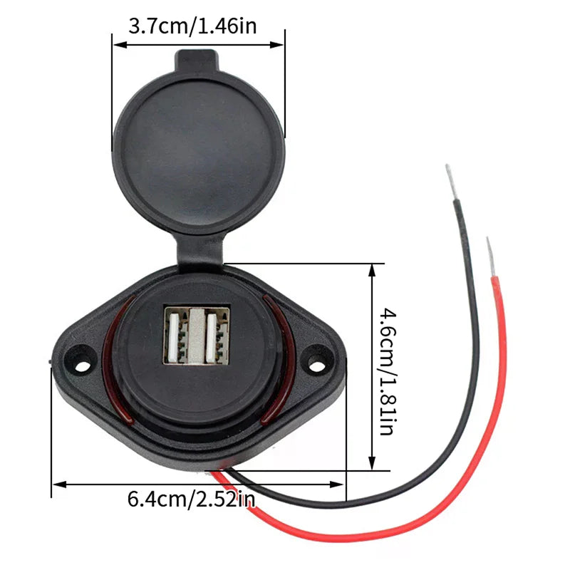 3.1A 12-24V Car Charger Dual Waterproof Adapter Power Socket Outlet Dual USB Port Charger Power Socket Car  Accessories