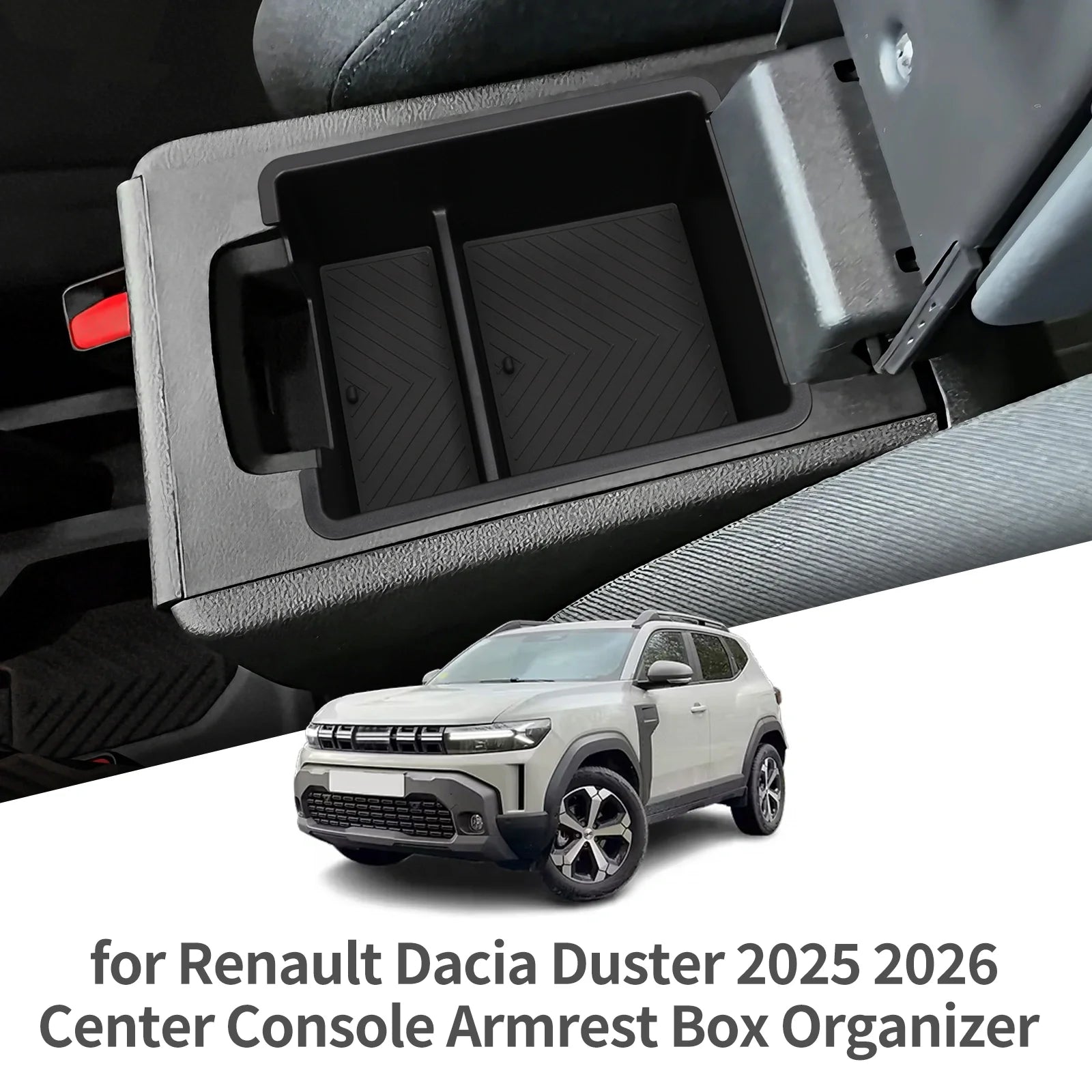 for Dacia Duster/for Renault Duster (2025-2026) Car Armrest Storage Box Interior Accessories Center Console Tray Tidying ABS