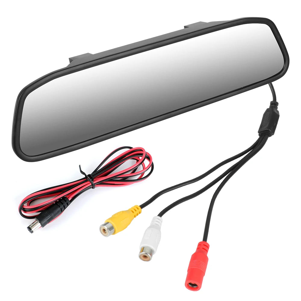 12V Car Player Interior Mirror Rear View Camera Parking Monitor 4.3 Inch Screen HD DVD Video Display PDC Parktronics Accessories