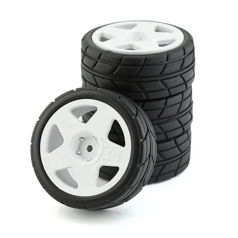4pcs 65mm Rubber Tire Wheel Tyre 12mm Hex for Tamiya TT01 TT01E TT02 TT02B XV01 TA06 PTG-2 1/10 RC Racing Car Upgrades Parts