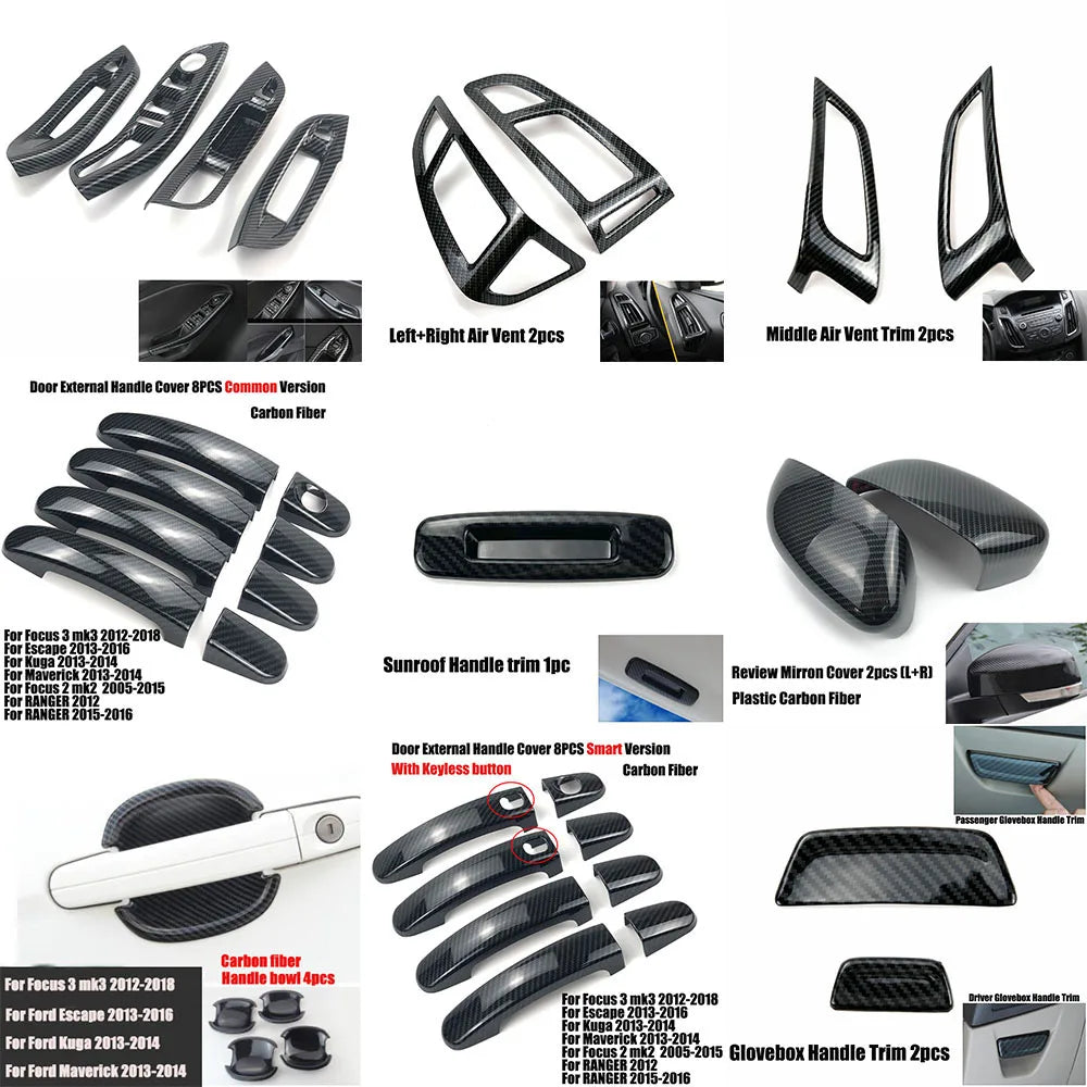 Accesorios de estilo de coche, embellecedor decorativo de fibra de carbono para Ford Focus 3 mk3 Sedán Hatchback 2012-2014