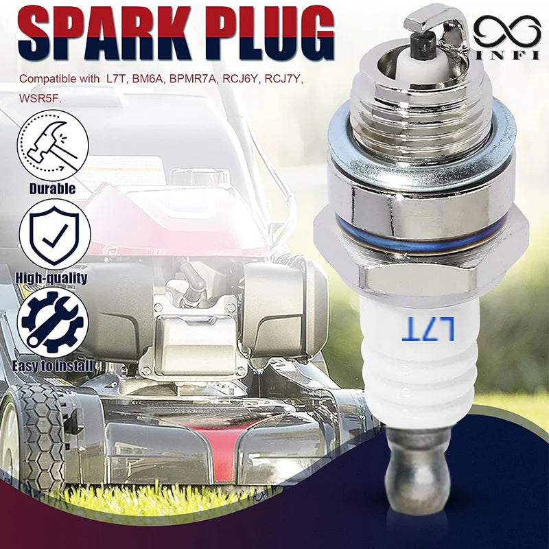 2pcs L7T Spark Plugs for 33-49cc 2-Stroke Engine, Fits Chainsaws, Lawn Mowers, Hedge Trimmers, Brush Cutter, Mini Chopper, Bikes